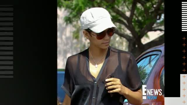Pregnant Halle Berry Wears a Sheer Top
