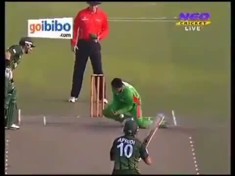 Most funniest Dismissal in Cricket history Shahid Afridi Wicket - 11 March 2012