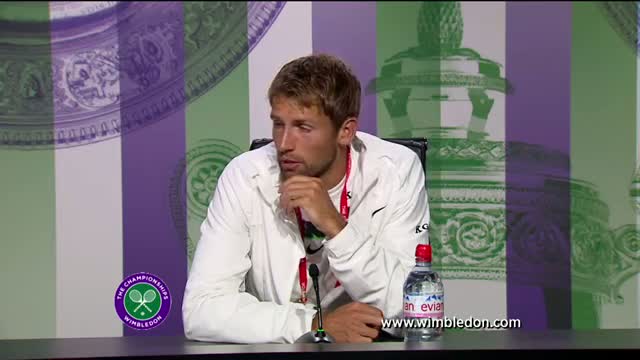 Lukasz Kubot reacts to quarter-final defeat at Wimbledon 2013