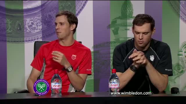 Bob and Mike Bryan react to semi-final win at Wimbledon 2013