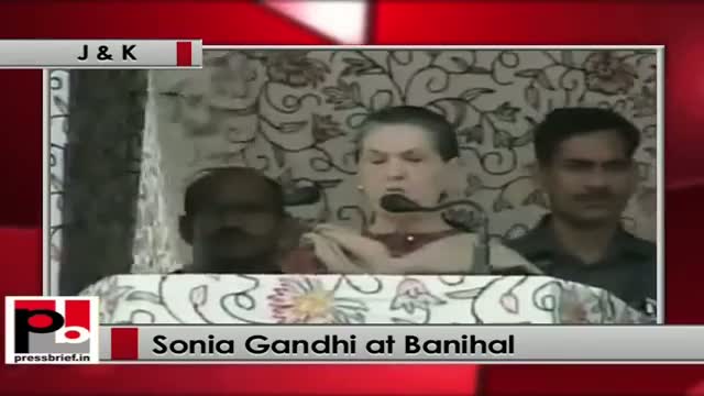 Sonia Gandhi at Banihal (J&K) assures full support for Kashmir's development