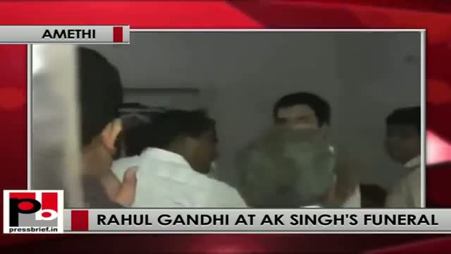 Rahul Gandhi attends funeral of IAF officer AK Singh in Amethi