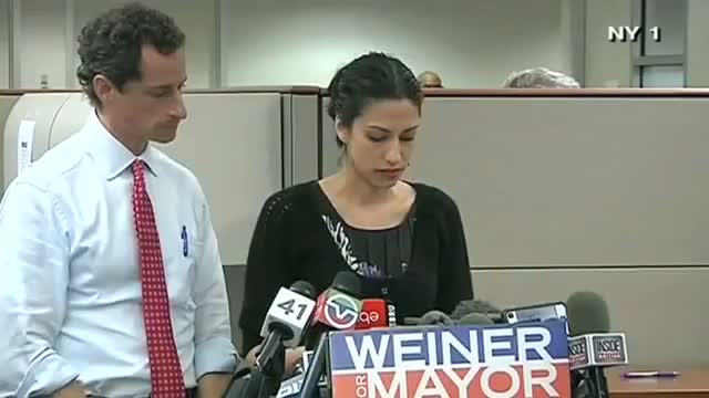 Anthony Weiner aka Carlos Danger and wife, Huma Abedin NYC press conference - 23/7/2013