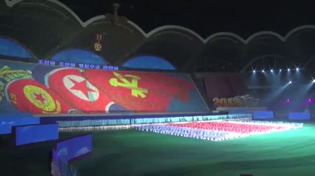 Kim Jong Un at Mass Games on Armistice Eve