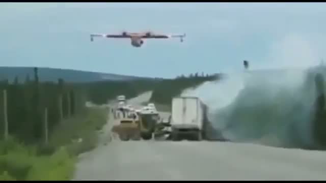  Water Bomber Puts Out Traffic Crash in Spectacular Style Trans-Lab highway 