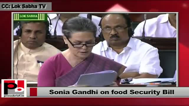 Sonia Gandhi takes part in the debate in Lok Sabha on Food Security Bill