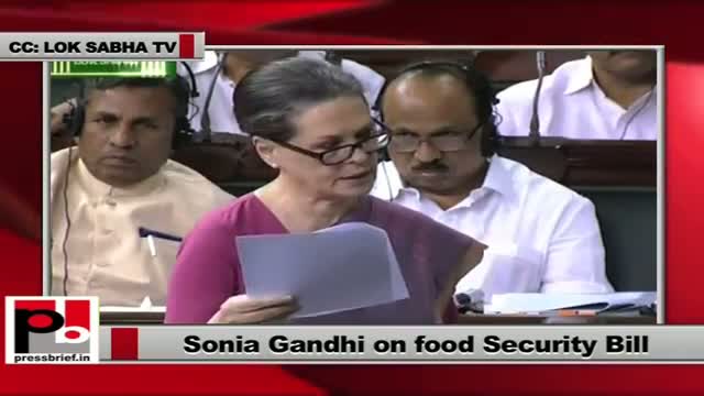 Sonia Gandhi supports the historic Food Security Bill in Lok Sabha