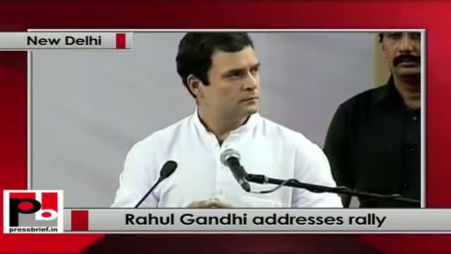 Rahul Gandhi addresses the function to issue freehold rights in 45 resettlement Delhi colonies