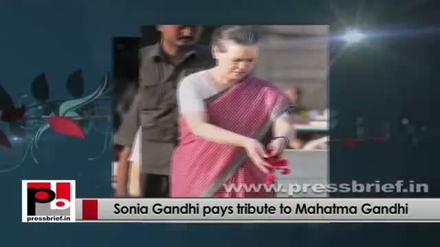 Sonia Gandhi pays respect to Mahatma at Raj Ghat on Bapu's 144th birth anniversary