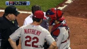 MLB: Yadi shaken up on Martin's squeeze try