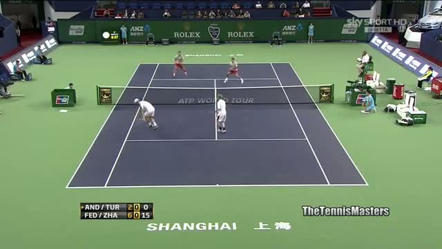 Roger Federer/ Ze Zhang Vs Dmitry Tursunov/Kevin Anderson Shanghai 2013 R1 HIGHLIGHTS [HD]