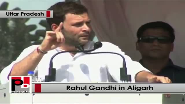 Rahul Gandhi in Aligarh slams SP Govt in UP for not implementing Food Security Law