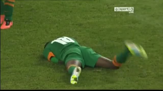 Ouch! Neymar whacks a shot in a Zambian player's privates just after the halftime whistle