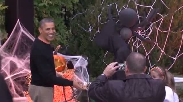 President Obama Welcomes Trick or Treaters