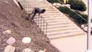Skater's 20 Stair Rail Slide Ends Painfully