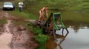 Wannabe BMX Pro's Lake Jump Ramp Fail