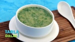 Moong Dal and Spinach Soup (Zero Oil Recipe) by Tarla Dalal