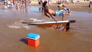 Wake Boarder Fails In Front Of Crowd