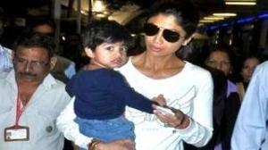 Shilpa Shetty Caught with Son Viaan at the Airport