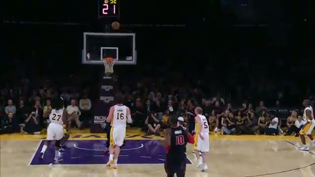 NBA: Wesley Johnson Elevates to Finish the Fast Break Oop