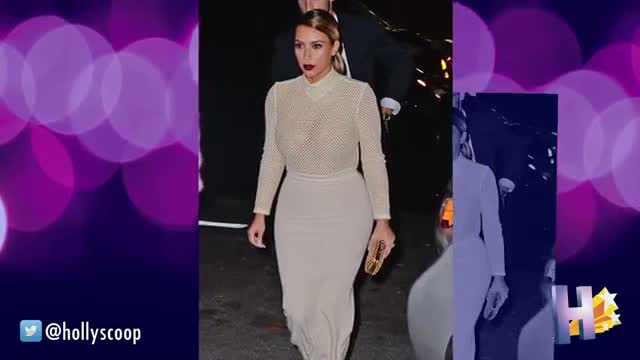 Kim Kardashian Wears See-Through Sweater in NYC