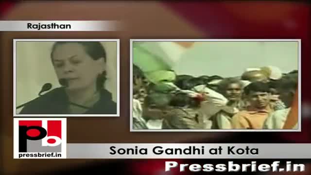 Sonia Gandhi speaks at Congress election rally at Kota (Rajasthan)