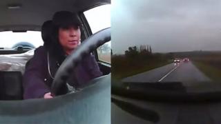 Woman Remains Calm During Car Crash