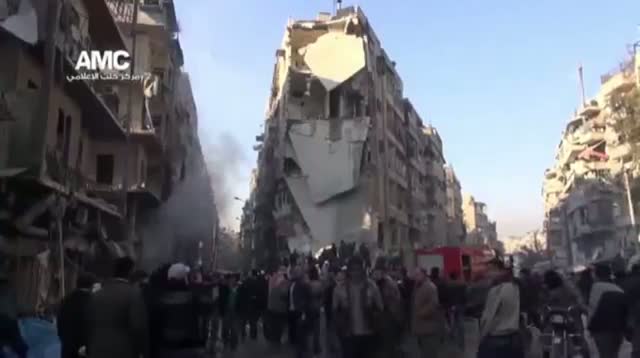 Aftermath of Apparent Shelling in Aleppo