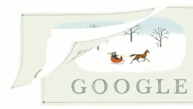 Google wishes Happy Holidays with a one-horse open sleigh doodle