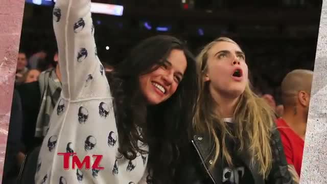 Michelle Rodriguez - Drunken Courtside Party with Model Cara Delevingne