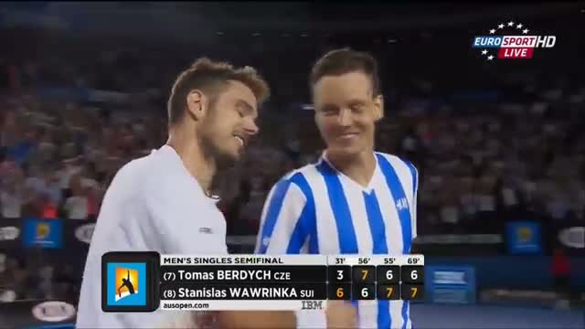 Stanislas Wawrinka Vs Tomas Berdych Australian Open 2014 MATCH POINT SF HD Video