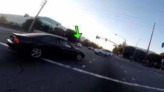 Guy Messing With Biker Gets Instant Karma