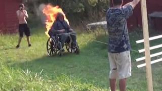 Wheelchair On Fire Stunt Goes Horribly Wrong