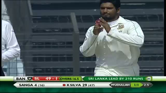 Mahmudullah picks Sri Lankan Openers wicket (Bangladesh vs Sri Lanka 2014 - 2nd Test) Video
