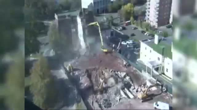 Time-lapse Shows Multi-building Demolition