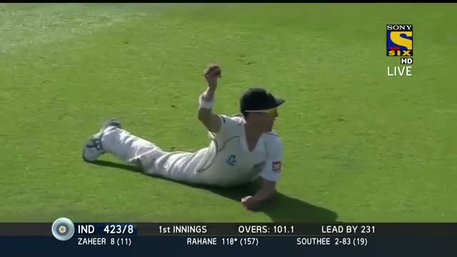 Unbelievable One Hand Catch Southee of Rahane - IND vs NZ 2014 2nd Test Day 2