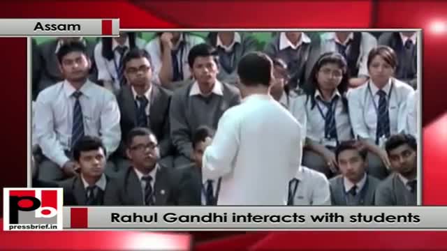 Rahul Gandhi interacts with students in Assam