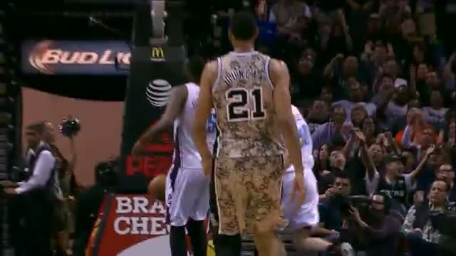 NBA: Tim Duncan Throws the Bullet Pass to Marco Belinelli