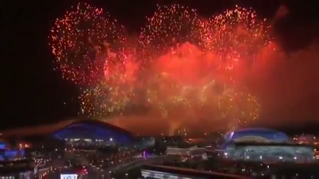 Closing Ceremony Sochi 2014 With Amazing Light Show, Fireworks HD