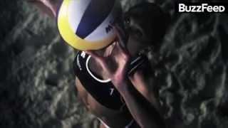 Women's Beach Volleyball Players In Super Slow Motion