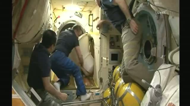 Crew Boards International Space Station