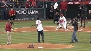 Angels hitting coach Don Baylor breaks leg on ceremonial first pitch (Sports Video)