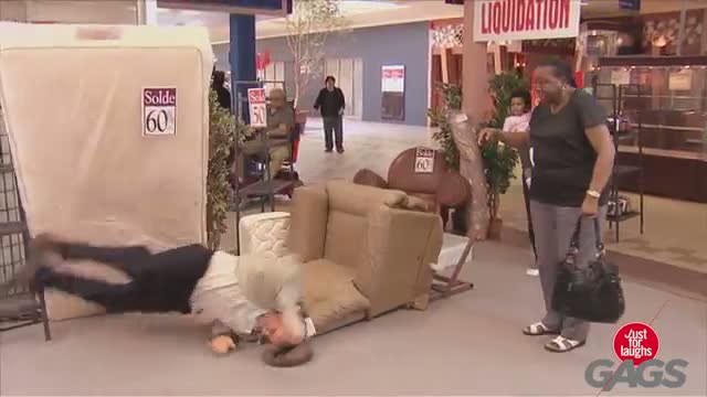 Old Man Couch Accident Prank - Just for Laughs Gags