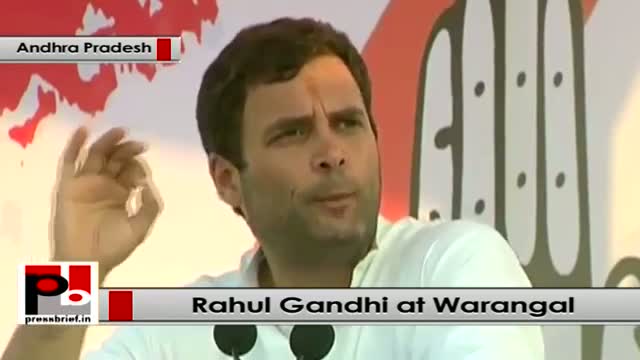 Rahul Gandhi at Warangal, Andhra Pradesh attacks TDP, BJP and TRS