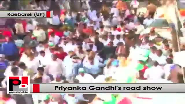 Priyanka Gandhi Vadra holds road show at Raebareli (UP)