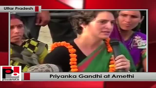 Priyanka Gandhi interacts with women at Amethi, Uttar Pradesh