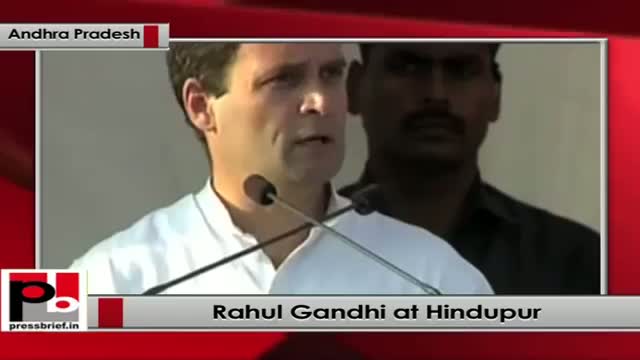 Rahul Gandhi addresses an election rally in Hindupur (Andhra Pradesh)