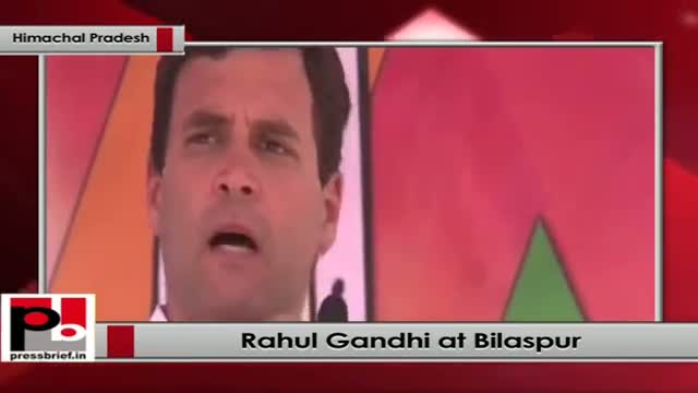 Rahul Gandhi addresses an election rally in Bilaspur (Himachal Pradesh)