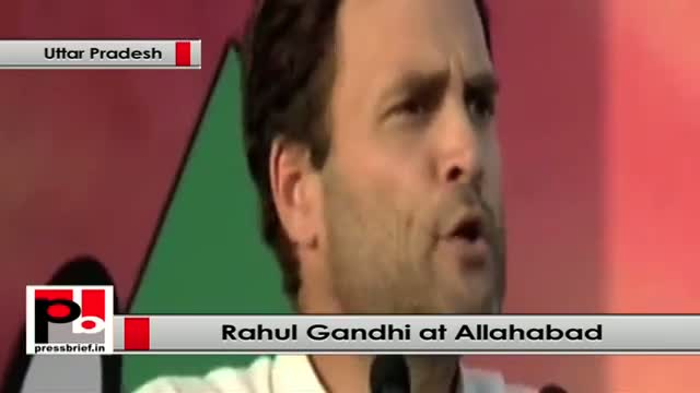 Rahul Gandhi addreses a congress rally in Allahabad, Uttar Pradesh