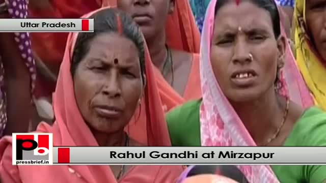 Rahul Gandhi addresses an election rally in Mirzapur, Uttar Pradesh